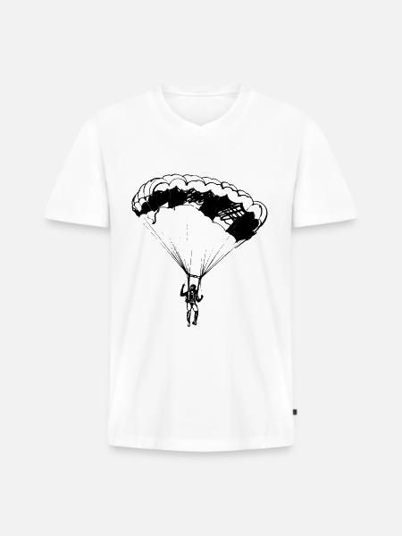 Parachute, skydiving, parachutist - Men's Premium Organic T-shirt with V-neck - white