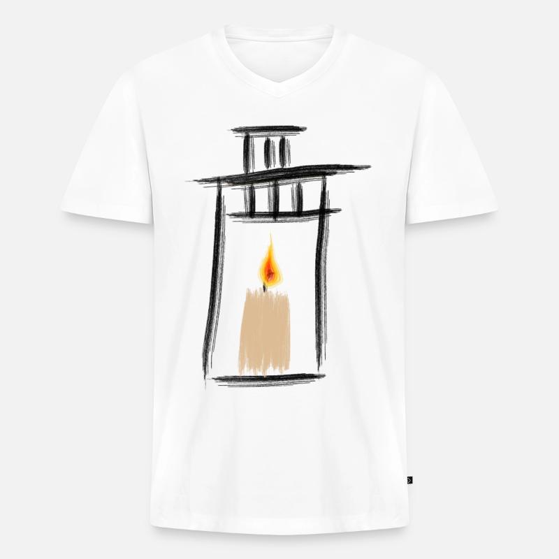 Lantern - Men's Premium Organic T-shirt with V-neck - white