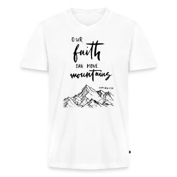 Christliche Bibelverse - Männer Premium Bio T-Shirt mit V-Ausschnitt - Weiß - Vorne - Nico (187cm)