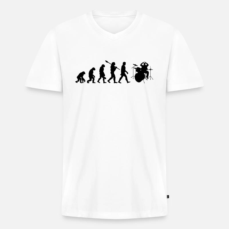 Drum Evolution - Männer Premium Bio T-Shirt mit V-Ausschnitt - Weiß