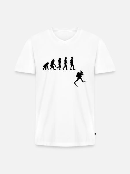 Evolution Freitauchen Freitauchen Plongée - Männer Premium Bio T-Shirt mit V-Ausschnitt - Weiß