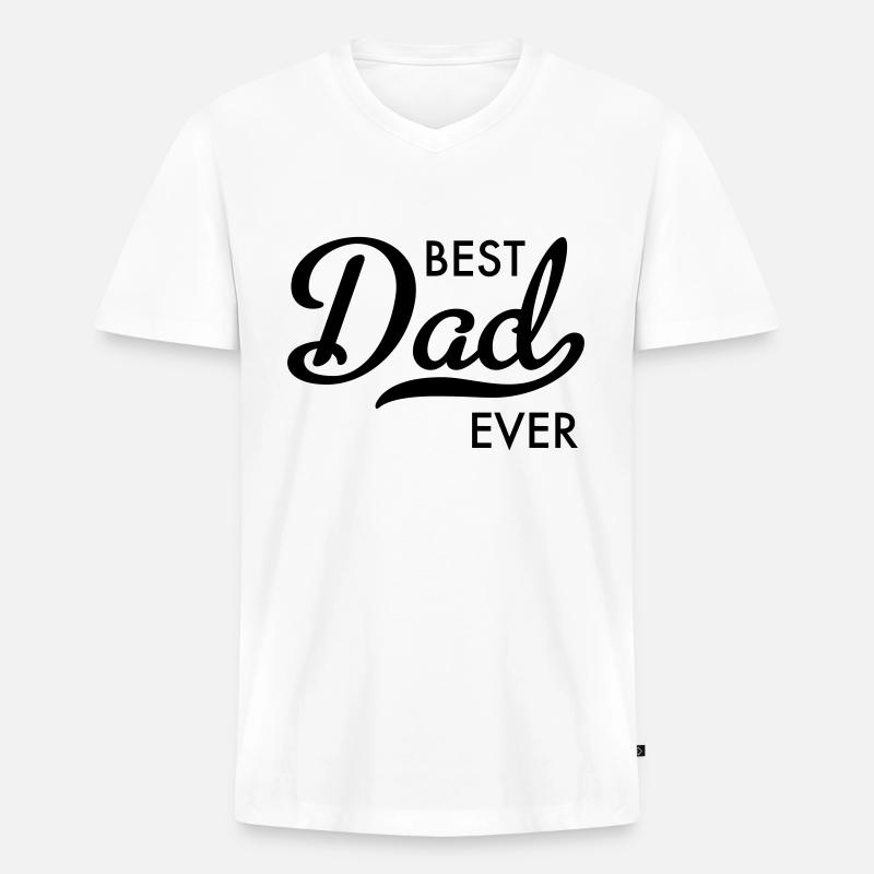 dad - Männer Premium Bio T-Shirt mit V-Ausschnitt - Weiß