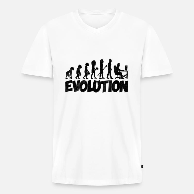 Computer Nerd Evolution - Männer Premium Bio T-Shirt mit V-Ausschnitt - Weiß