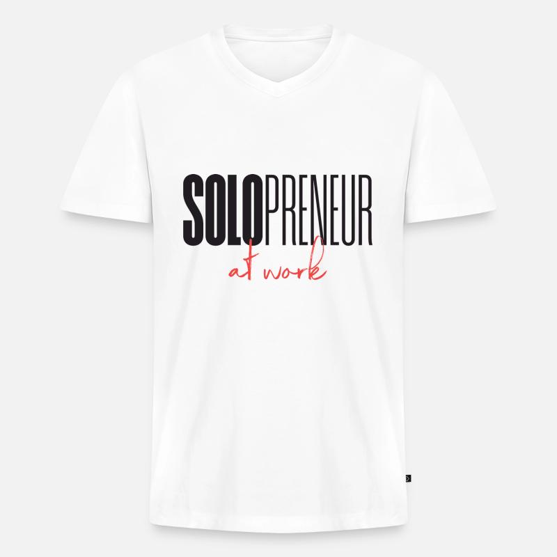 Solopreneur at work - Männer Premium Bio T-Shirt mit V-Ausschnitt - Weiß