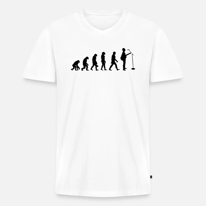 Evolution der Gitarre - Männer Premium Bio T-Shirt mit V-Ausschnitt - Weiß