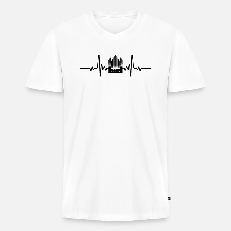 Organherzfrequenz - Männer Premium Bio T-Shirt mit V-Ausschnitt - Weiß