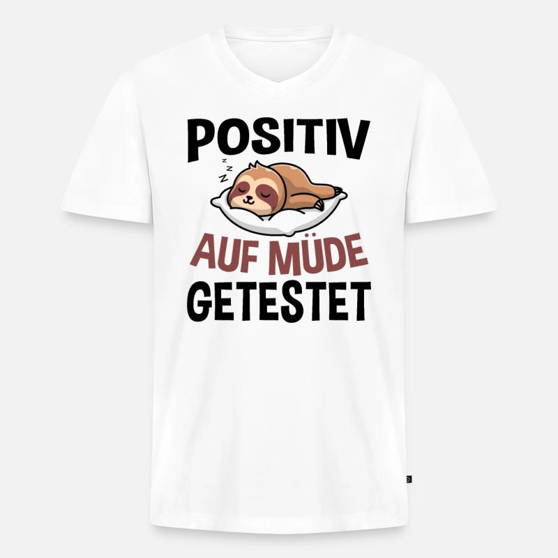 Positiv Auf Müde Getestet - Männer Premium Bio T-Shirt mit V-Ausschnitt - Weiß