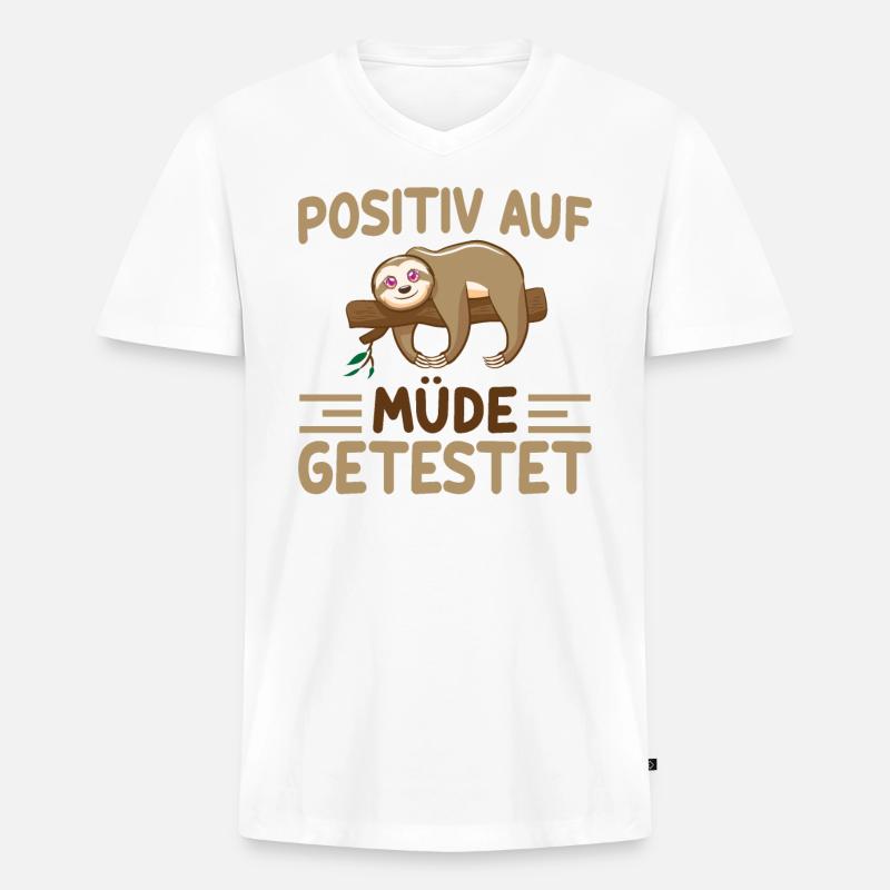 Positiv Auf Müde Getestet - Männer Premium Bio T-Shirt mit V-Ausschnitt - Weiß