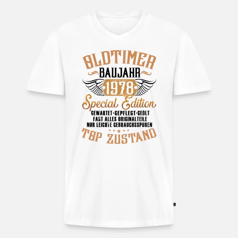 oldtimer 1978 originalzustand - Männer Premium Bio T-Shirt mit V-Ausschnitt - Weiß