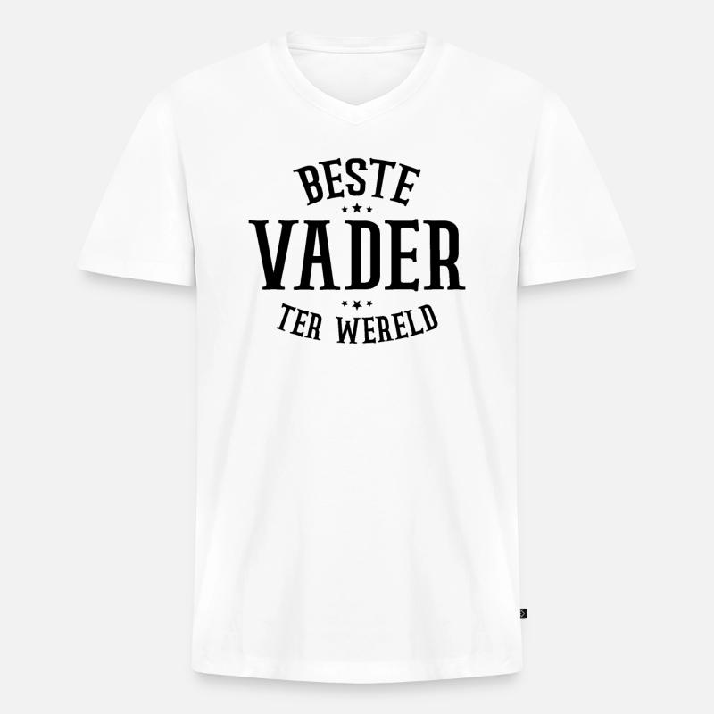 Beste vader ter wereld - Männer Premium Bio T-Shirt mit V-Ausschnitt - Weiß