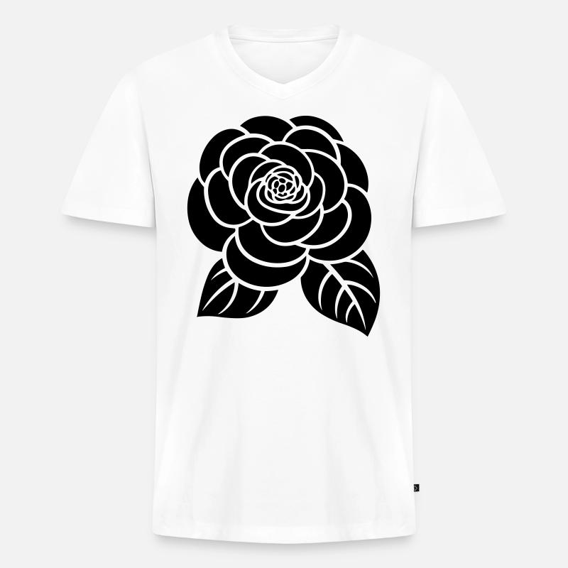 Blume - Männer Premium Bio T-Shirt mit V-Ausschnitt - Weiß
