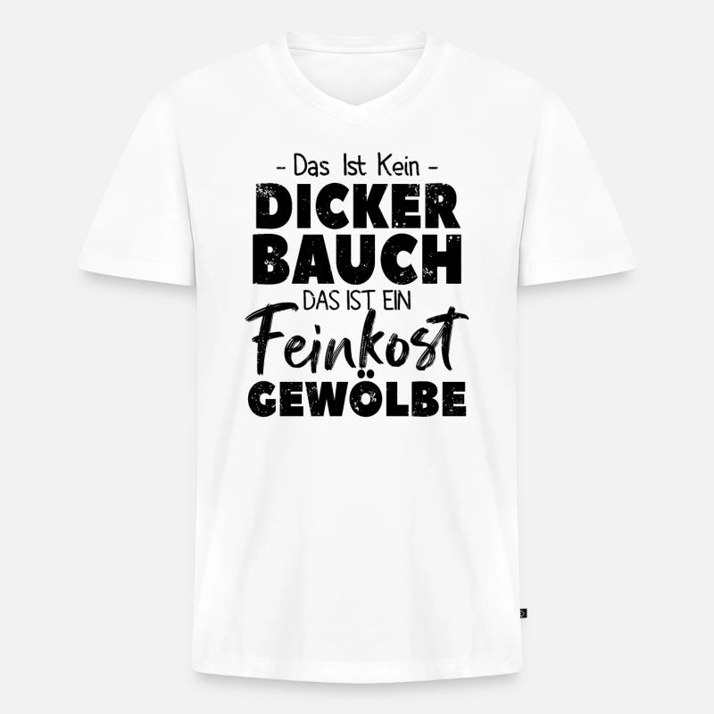 Feinkostgewölbe Spaß - Männer Premium Bio T-Shirt mit V-Ausschnitt - Weiß
