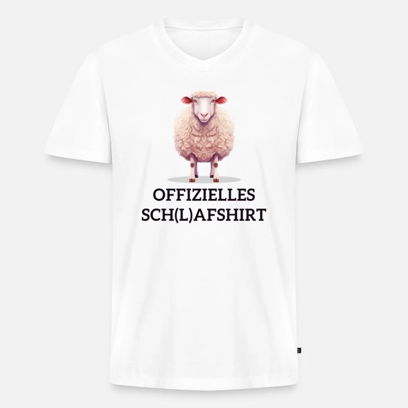 Schlafschatz Schaf - Männer Premium Bio T-Shirt mit V-Ausschnitt - Weiß