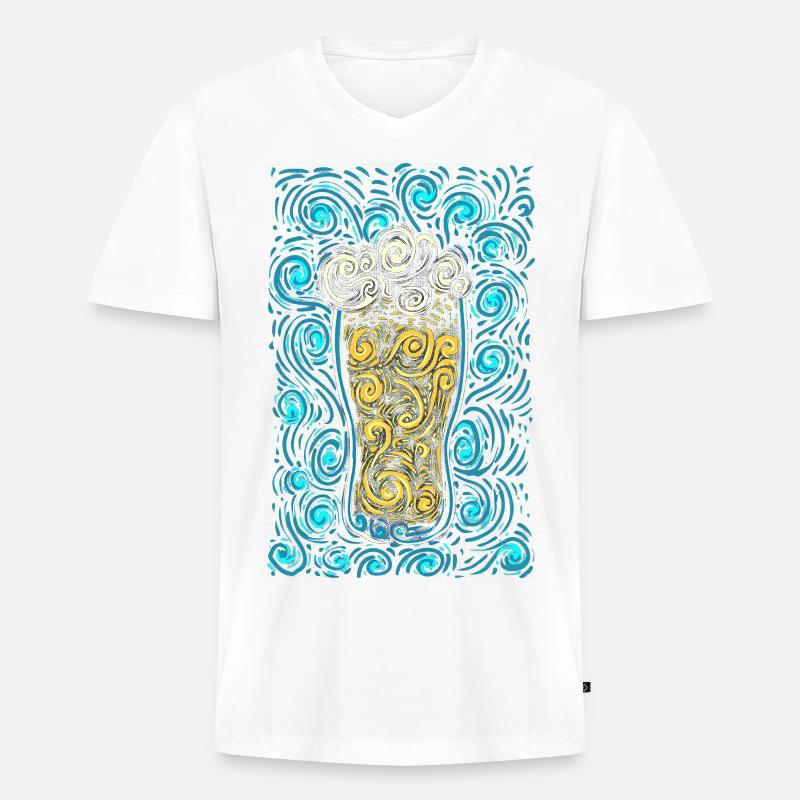 23F 0214 bk - Männer Premium Bio T-Shirt mit V-Ausschnitt - Weiß