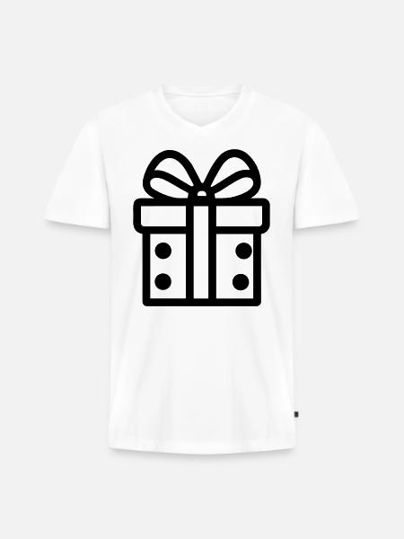 Geschenk-Icon-Box - Männer Premium Bio T-Shirt mit V-Ausschnitt - Weiß