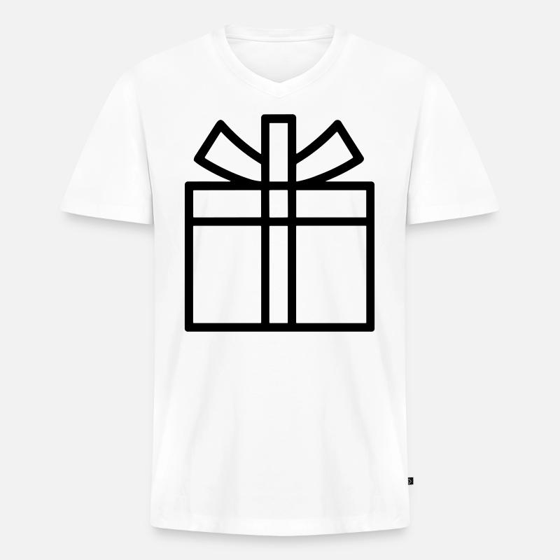 Kleine Geschenkbox - Männer Premium Bio T-Shirt mit V-Ausschnitt - Weiß