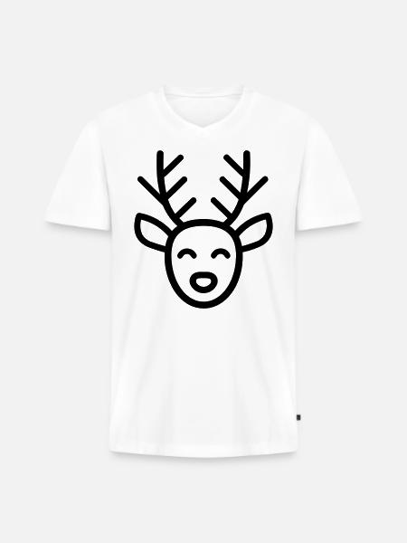 Weihnachtsrentiere - Männer Premium Bio T-Shirt mit V-Ausschnitt - Weiß