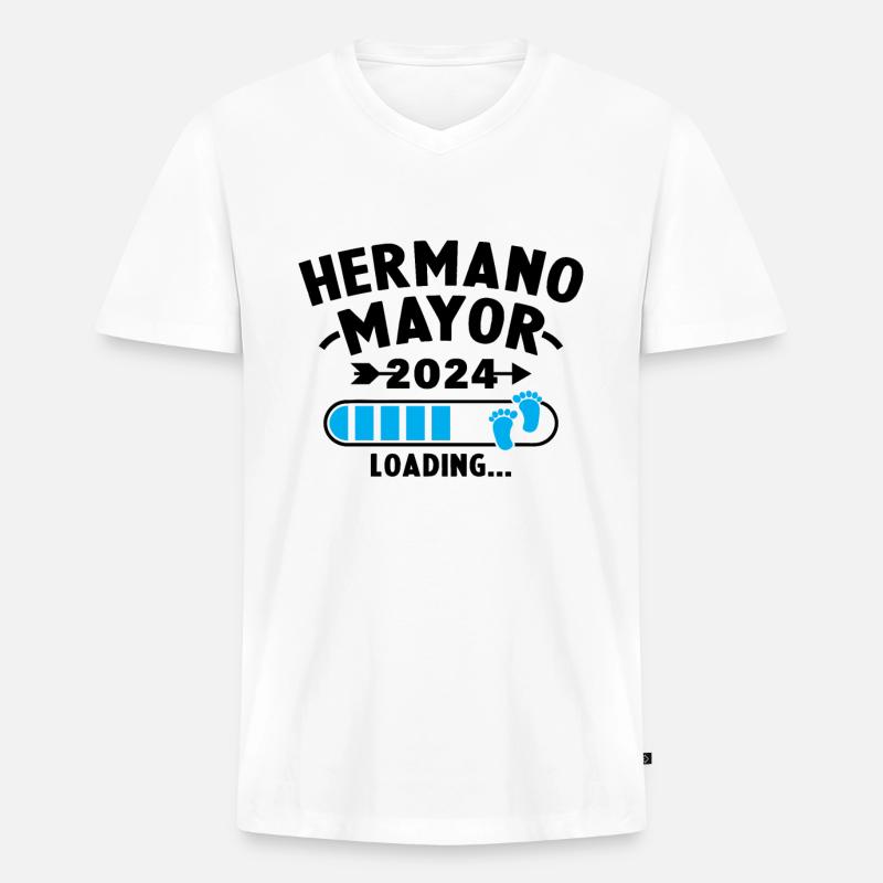 Big Brother 2024 wird geladen - Männer Premium Bio T-Shirt mit V-Ausschnitt - Weiß