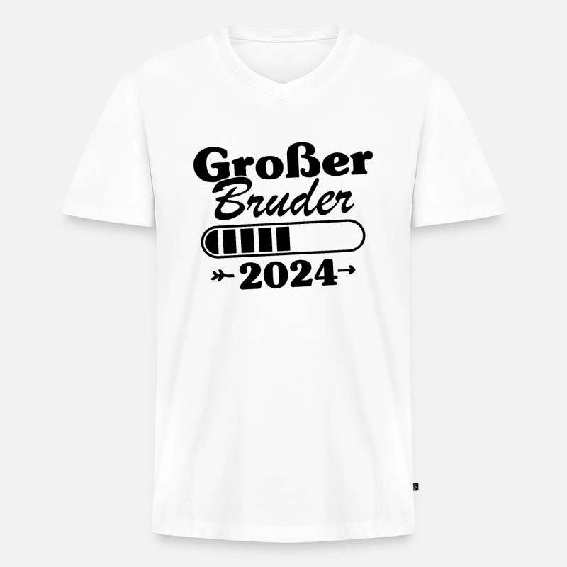 Großer Bruder Loading 2024 - Männer Premium Bio T-Shirt mit V-Ausschnitt - Weiß