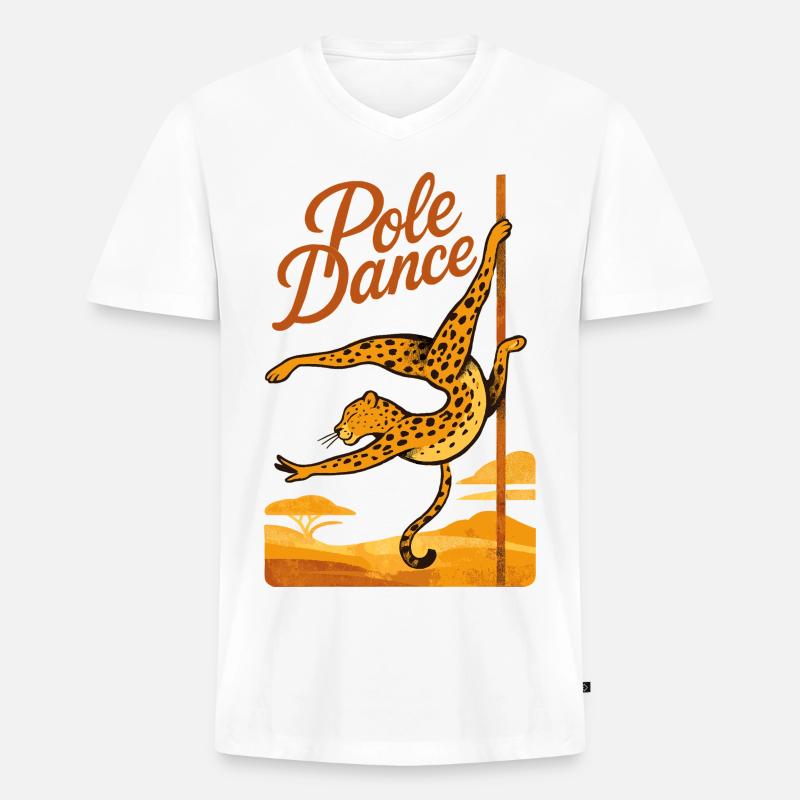 Pole Dance Leopardin Poledancerin Geschenk - Männer Premium Bio T-Shirt mit V-Ausschnitt - Weiß