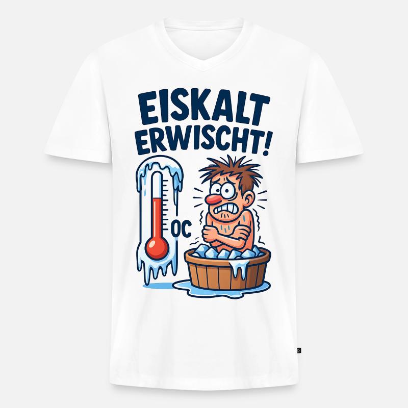 Eiskalt Erwischt Eisbaden  - Männer Premium Bio T-Shirt mit V-Ausschnitt - Weiß