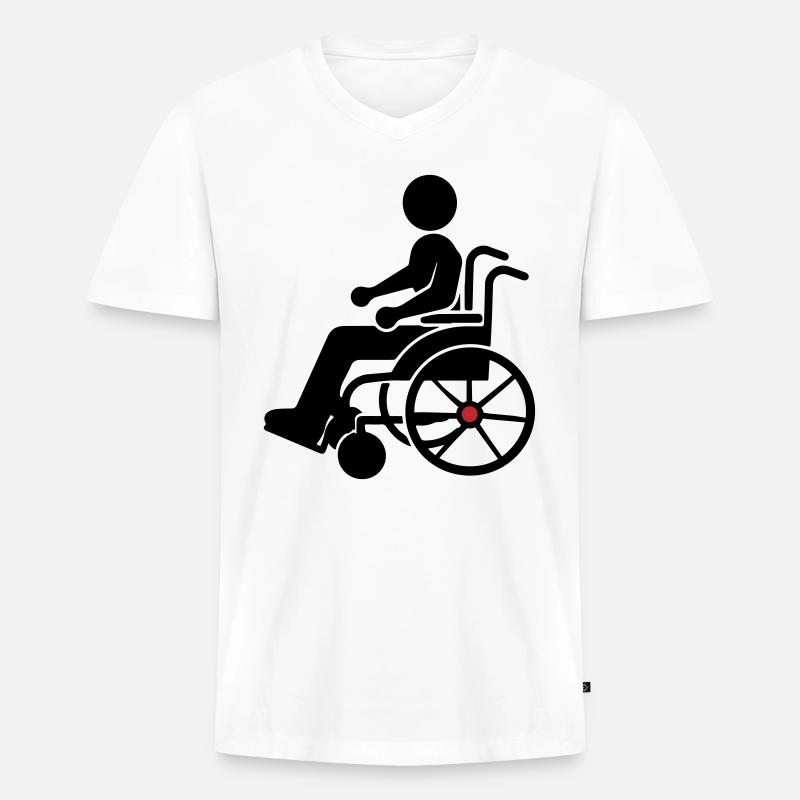 Rollstuhl Eingeschränkt - Männer Premium Bio T-Shirt mit V-Ausschnitt - Weiß