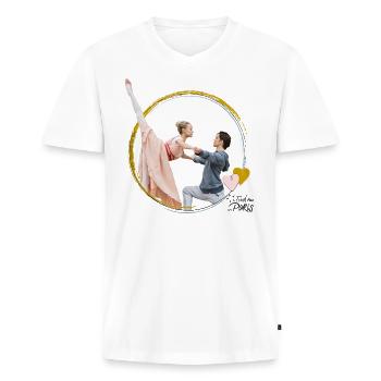 Find me in Paris Lena und Henri - Männer Premium Bio T-Shirt mit V-Ausschnitt - Weiß - Vorne - Nico (187cm)
