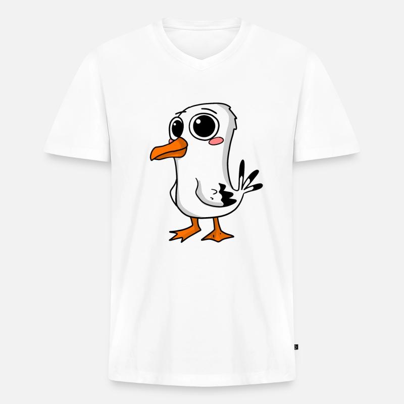 Niedliche Möwe - Männer Premium Bio T-Shirt mit V-Ausschnitt - Weiß