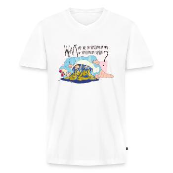 Ricky and Morty Which Venzenulon Are We On? - Men's Premium Organic T-shirt with V-neck - white - Front - Nico (187cm)