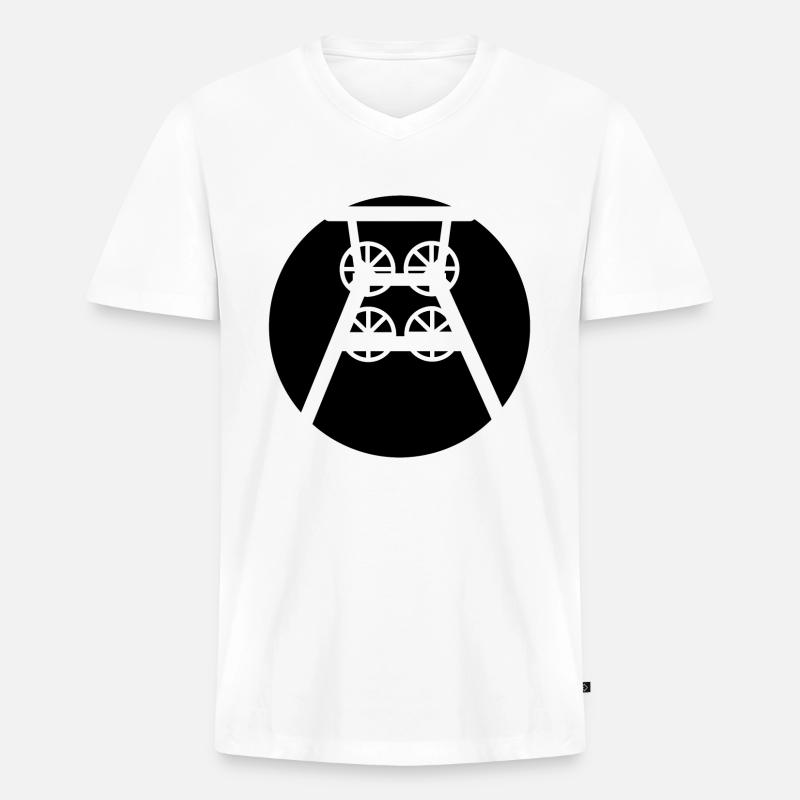 Ruhrpott Zeche Förderturm (b) - Männer Premium Bio T-Shirt mit V-Ausschnitt - Weiß