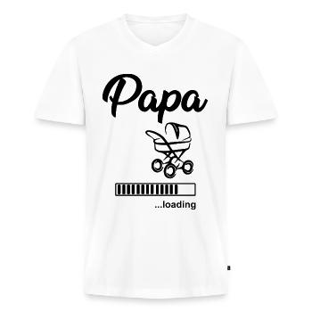 Papa loading 3- expectant daddy - Men's Premium Organic T-shirt with V-neck - white - Front - Nico (187cm)