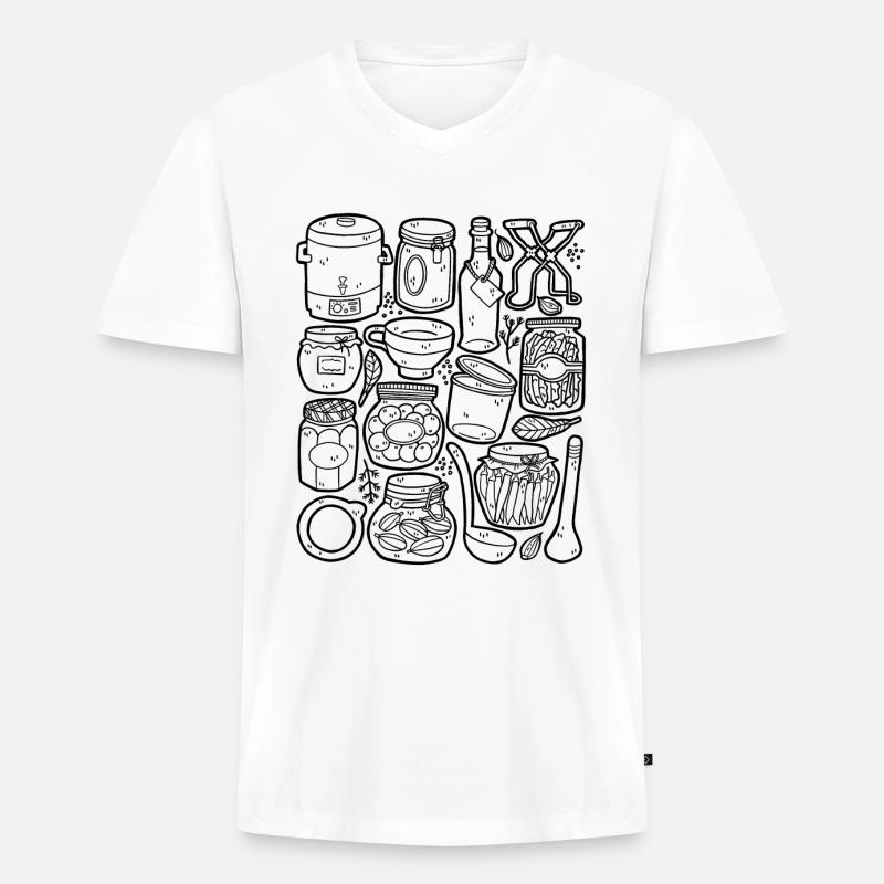 Einmachen, Einkochen, Fermentieren - Männer Premium Bio T-Shirt mit V-Ausschnitt - Weiß