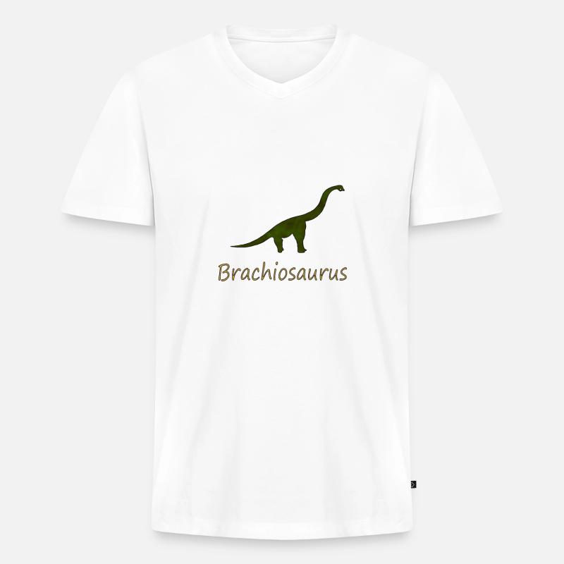 Brachiosaurus - Männer Premium Bio T-Shirt mit V-Ausschnitt - Weiß