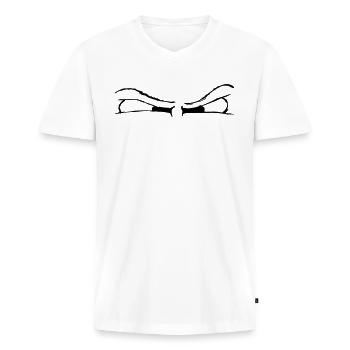 Böser Blick - Männer Premium Bio T-Shirt mit V-Ausschnitt - Weiß - Vorne - Nico (187cm)