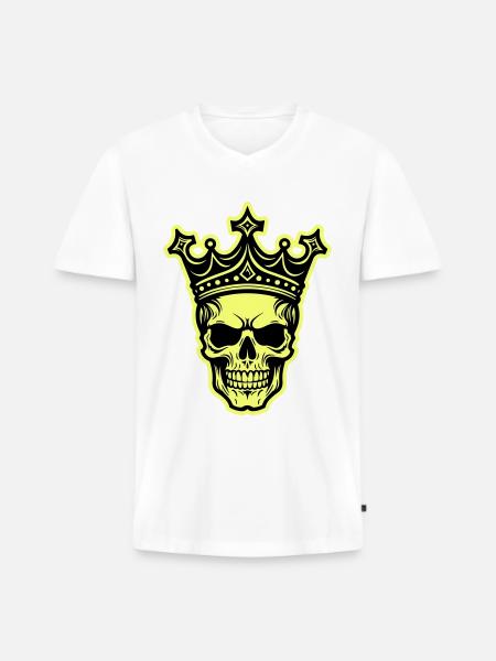 Skull King Crown - Men's Premium Organic T-shirt with V-neck - white