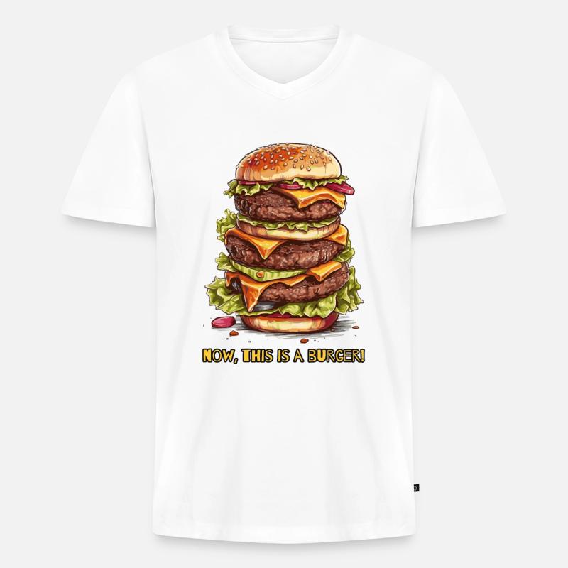 nun, das ist ein Burger - Männer Premium Bio T-Shirt mit V-Ausschnitt - Weiß