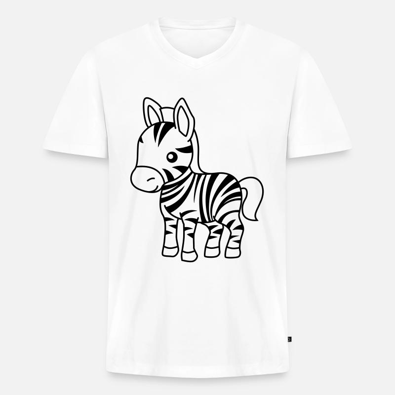 Zebra Comic Tier - Männer Premium Bio T-Shirt mit V-Ausschnitt - Weiß
