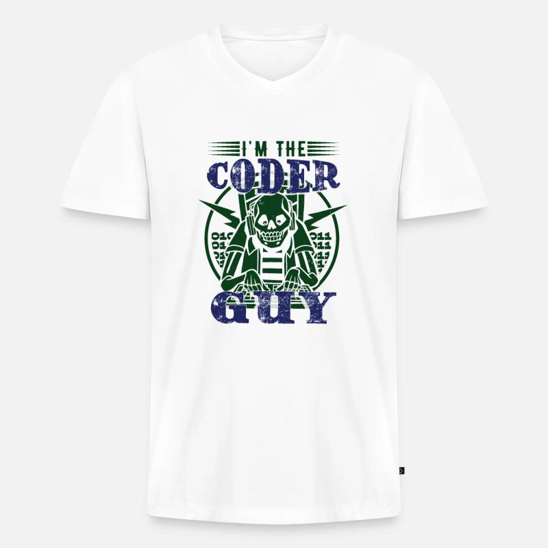 I'm The Coder Guy - Men's Premium Organic T-shirt with V-neck - white
