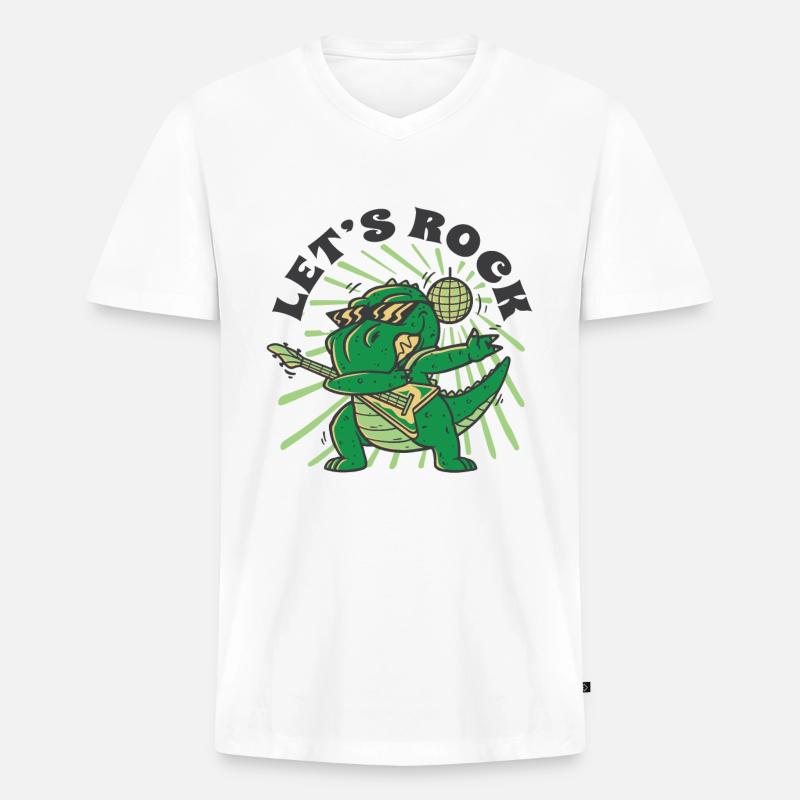 Gitarrist T-Rex - Männer Premium Bio T-Shirt mit V-Ausschnitt - Weiß