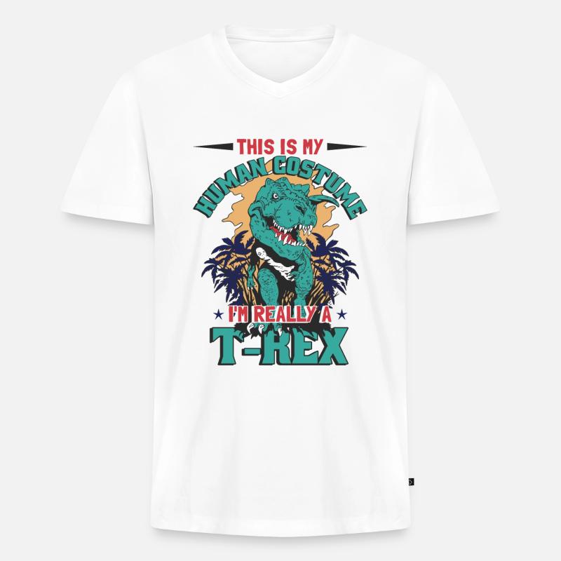 Ich bin wirklich ein T-Rex - Männer Premium Bio T-Shirt mit V-Ausschnitt - Weiß