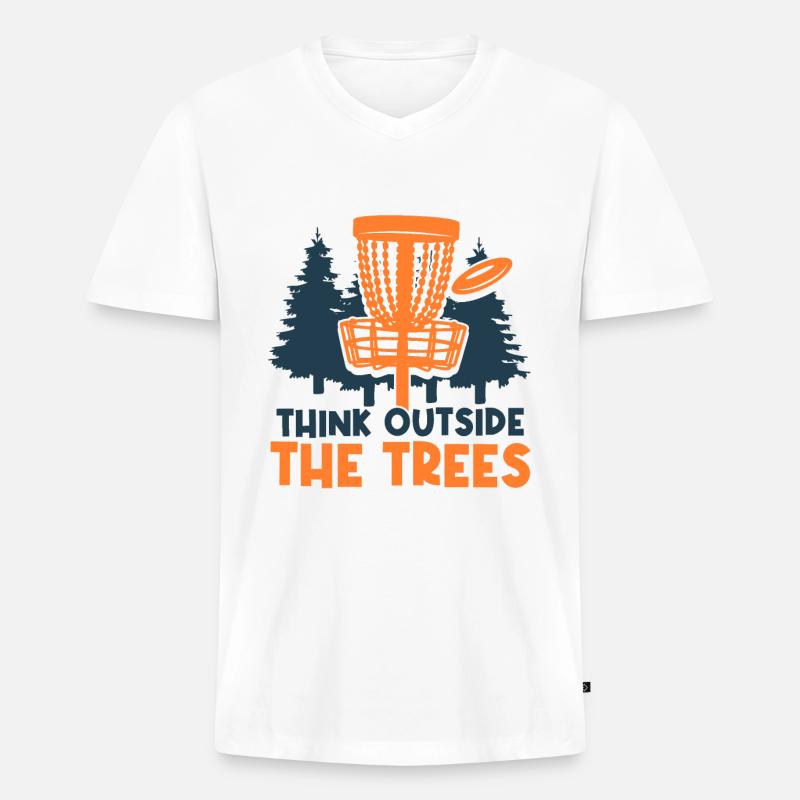 Disc Golf - Männer Premium Bio T-Shirt mit V-Ausschnitt - Weiß