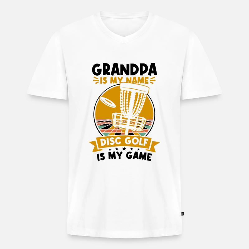 Opa Disc Golf - Männer Premium Bio T-Shirt mit V-Ausschnitt - Weiß