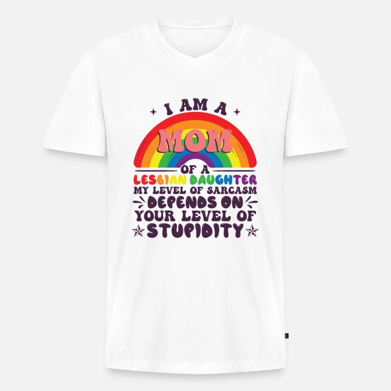 Mutter einer lesbischen Tochter - Männer Premium Bio T-Shirt mit V-Ausschnitt - Weiß