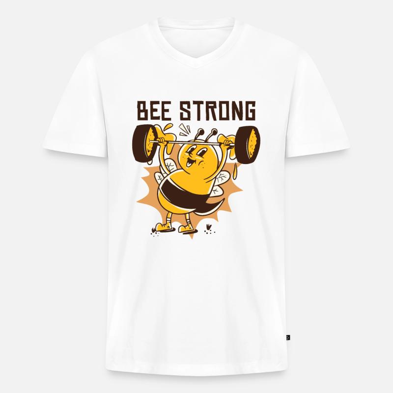 Bienen stark - Männer Premium Bio T-Shirt mit V-Ausschnitt - Weiß