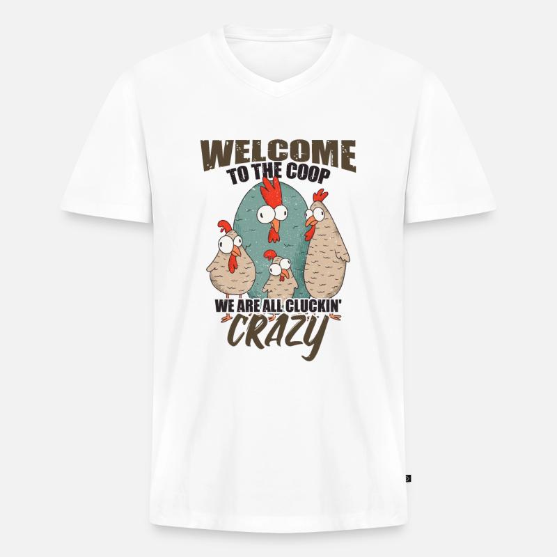 Hühnerstall Hahn Gartenarbeit Garteneier - Männer Premium Bio T-Shirt mit V-Ausschnitt - Weiß