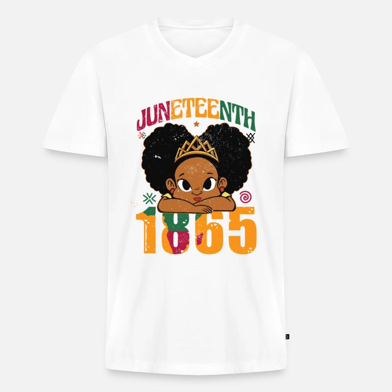 Juneteenth Kinder 1865 - Männer Premium Bio T-Shirt mit V-Ausschnitt - Weiß