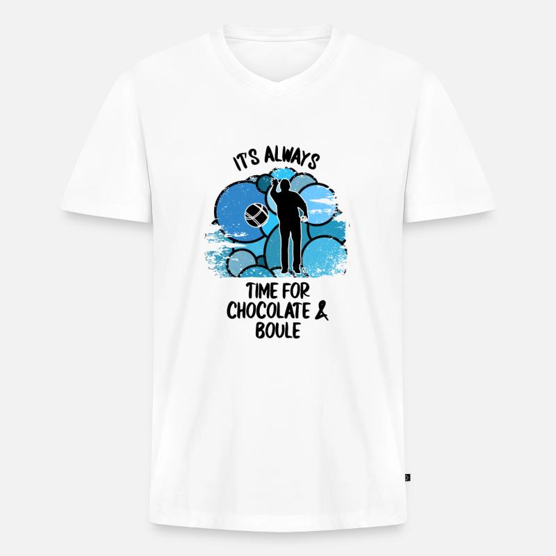 Boule Petanque Boccia Boules Schokolade - Männer Premium Bio T-Shirt mit V-Ausschnitt - Weiß
