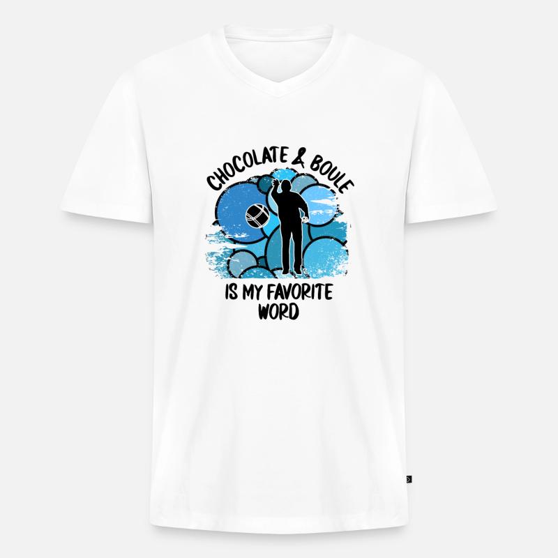 Boule Petanque Boccia Boules Schokolade - Männer Premium Bio T-Shirt mit V-Ausschnitt - Weiß