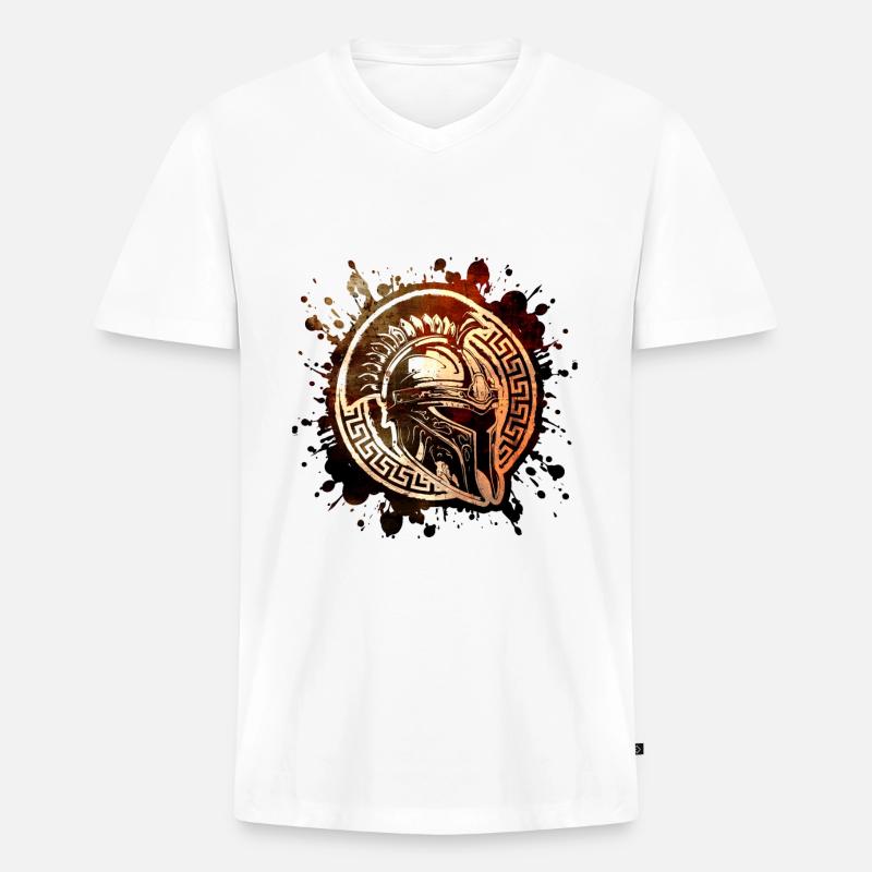 Spartaner Helm Motivation Gladiator - Männer Premium Bio T-Shirt mit V-Ausschnitt - undefined