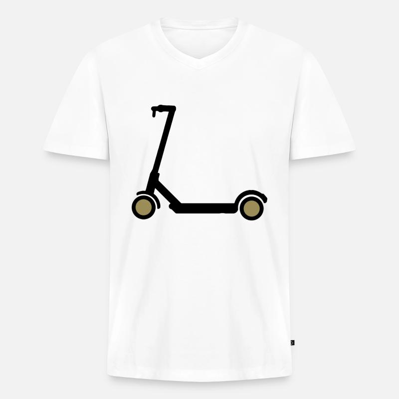 E-Scooter Eroller Comicdesign Geschenkidee - Männer Premium Bio T-Shirt mit V-Ausschnitt - Weiß
